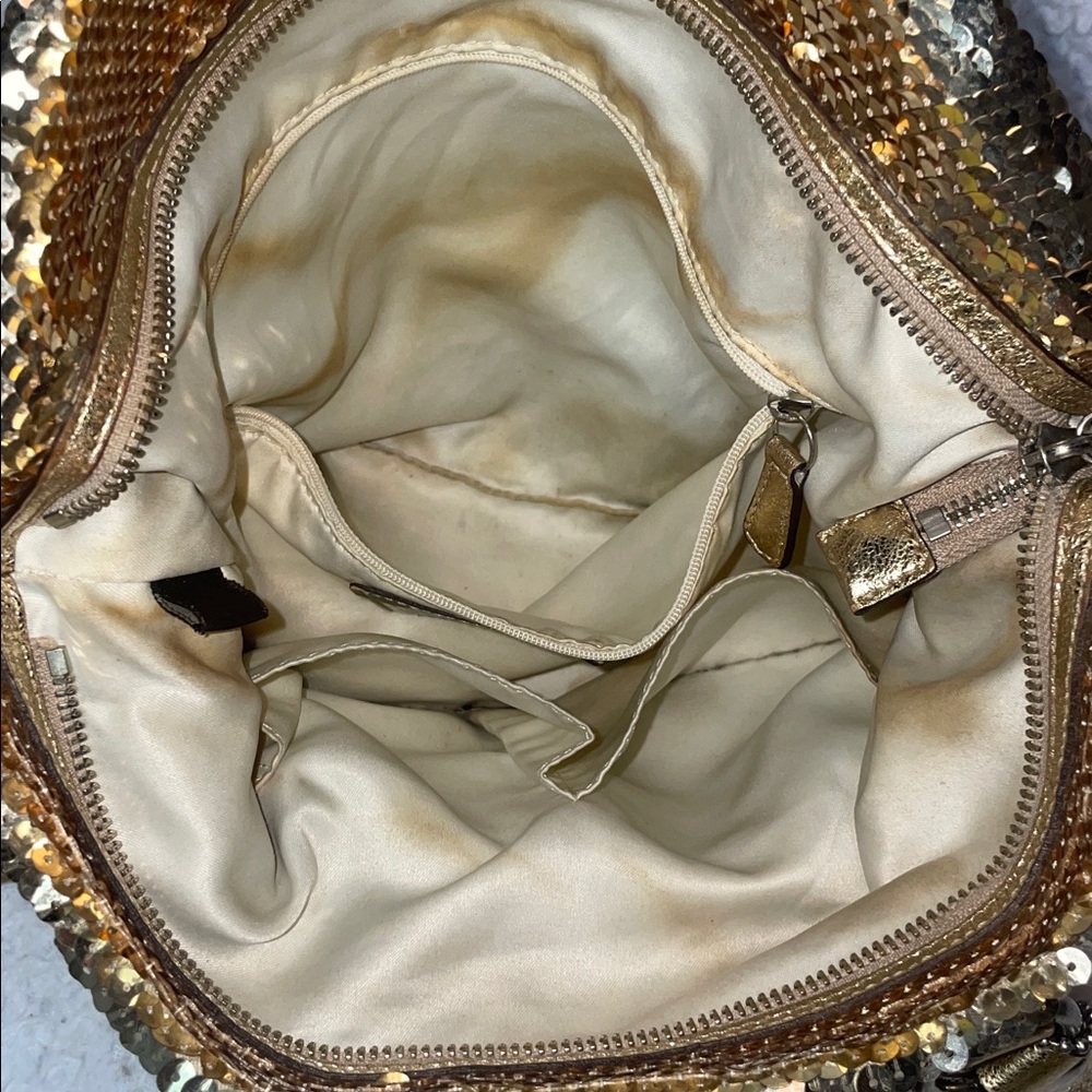 Coach Limited Edition Gold Sequin Poppy Spotlight Shoulder Bag & Wristlet Set - Picture 11 of 17